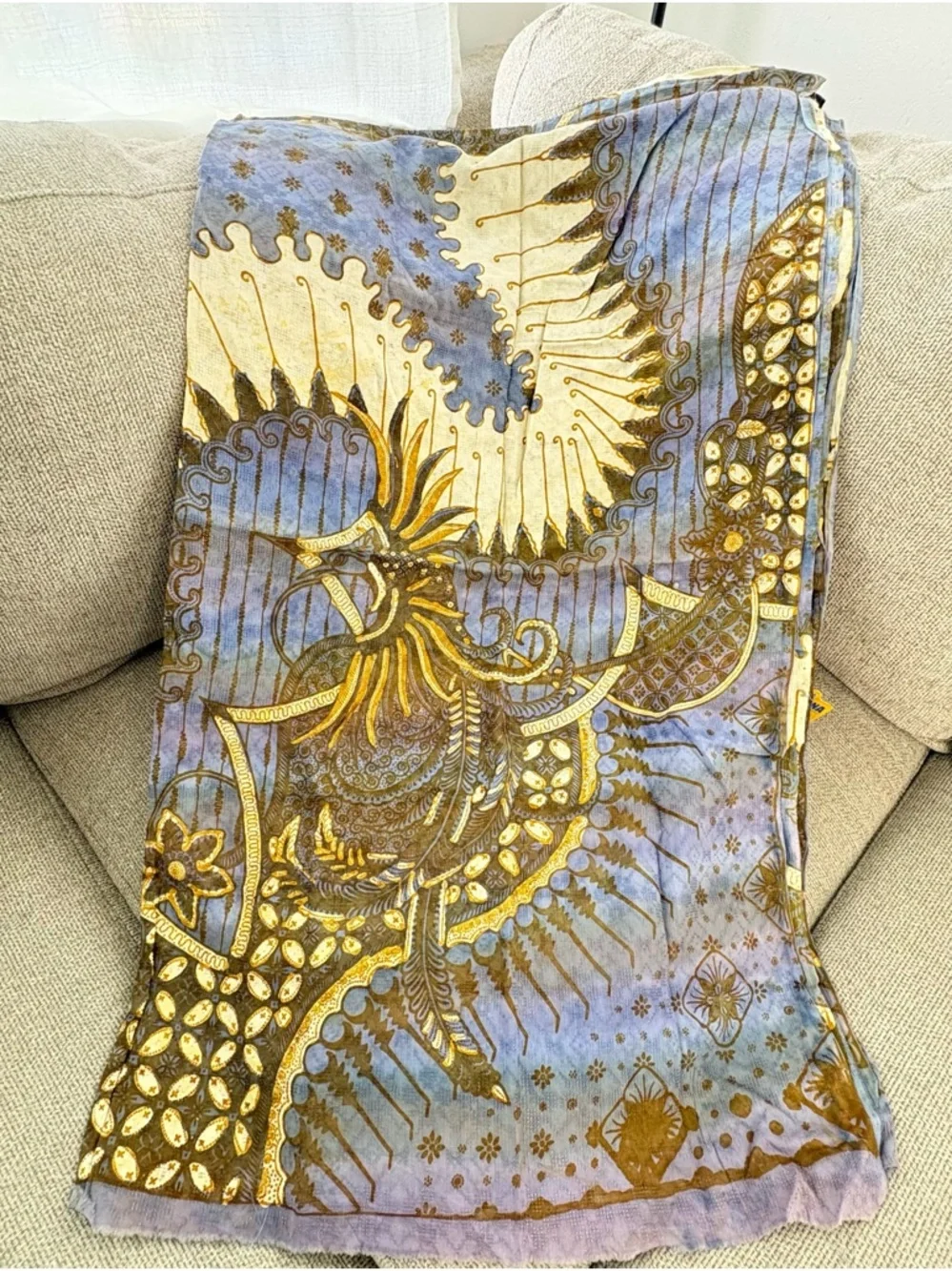 Brand New! Direct from Bali Stunning Krisna Blue & Gold Sarong Sarung